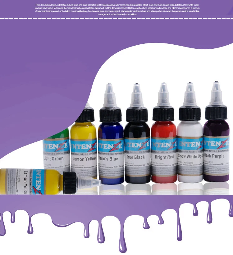 BaodeLi татуировки оптом Новый чернил для татуажа 7 цветов комплект 1oz 30 мл/флакон