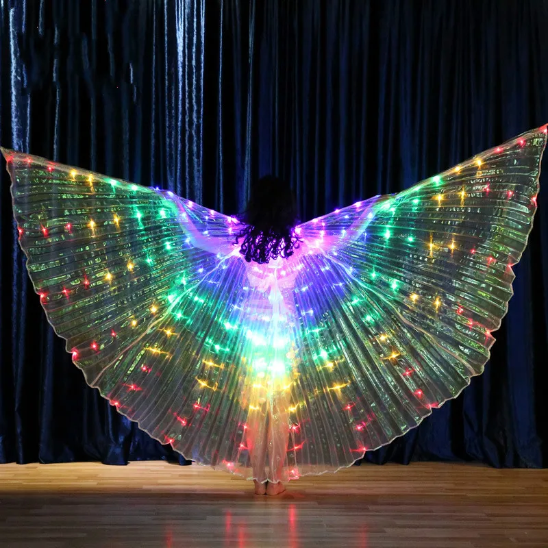 Ruoru радуга цвет обувь для девочек led isis крылья с Регулируемый монопод детей танец живота крылья сценические реквизит