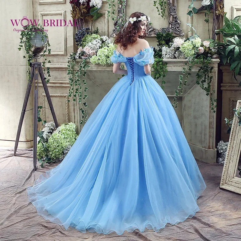 Wowbridal/новинка года; Роскошная взрослая Золушка; свадебное платье; Голубое Бальное платье Золушки; свадебное платье