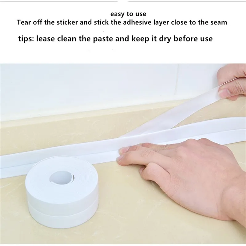 Kitchen Tape PVC Corner Stickers waterproof Mildew Proof Self-adhesive Belt for Bathroom Sinks Wall Edge Line Stickers (2)