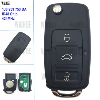 

WALKLEE 1J0 959 753 DA Remote Key Fit for VW/VOLKSWAGEN 1J0959753DA Beetle Bora Golf Passat Polo 1JO 753DA ID48 Chip