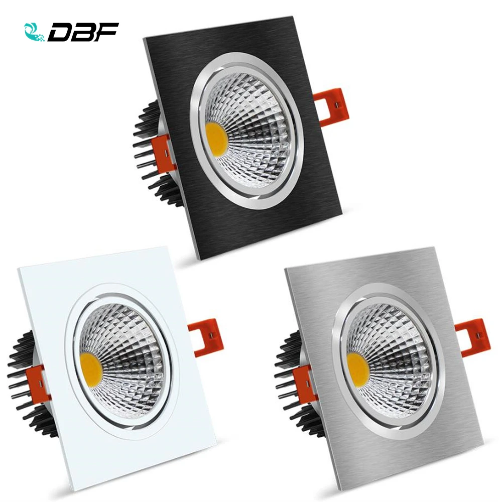 

[DBF]Dimmable Square LED COB Downlight 7W 9W 12W 15W Angle Adjustable LED Ceiling Spot Lamp 3000K 4000K 6000K AC 110V 220V