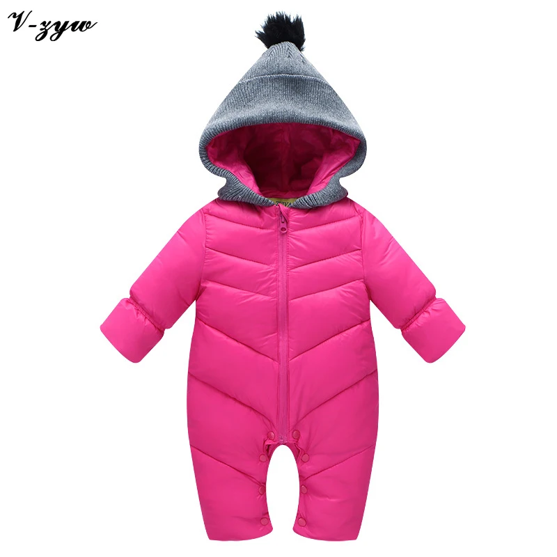 Winter Girls Boys Thick Baby Rompers Snowsuit Coat Kids ...