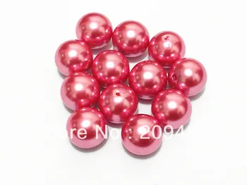 

20mm 100pcs/lot Red Purple Chunky Round Imitation Pearl Acrylic Loose Beads For Kids Jewelry Making