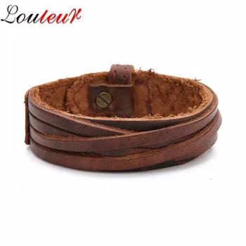 

LOULEUR New Hot Sale Vintage Simple Leather Bracelet for Women And Men Jewelry Pulseira Masculina Friendship Valentine's DayGift