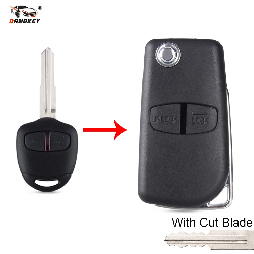 

DANDKEY cut blade 2 Buttons Modified Flip Key Shell Case For Mitsubishi New ASX GRANDIS Outlander 2008 LANCER-EX Right Blade