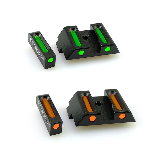 FTODSP Tactical Fiber Optic Front and Rear Handgun Sights for Glock