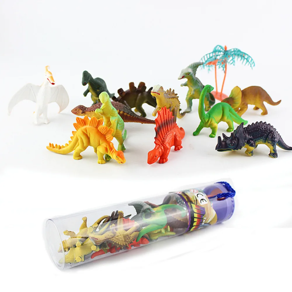 

12pcs Mini Luminous Dinosaur Model Toy Simulation Dinosaur Sword Dragon Pterosaur Glow In The Dark Small Dinosaur Gift For Kids