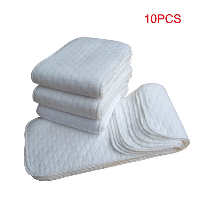 10pcs/lot Ecological Diapers 3 Layers Cotton Baby Cloth Nappy Inserts