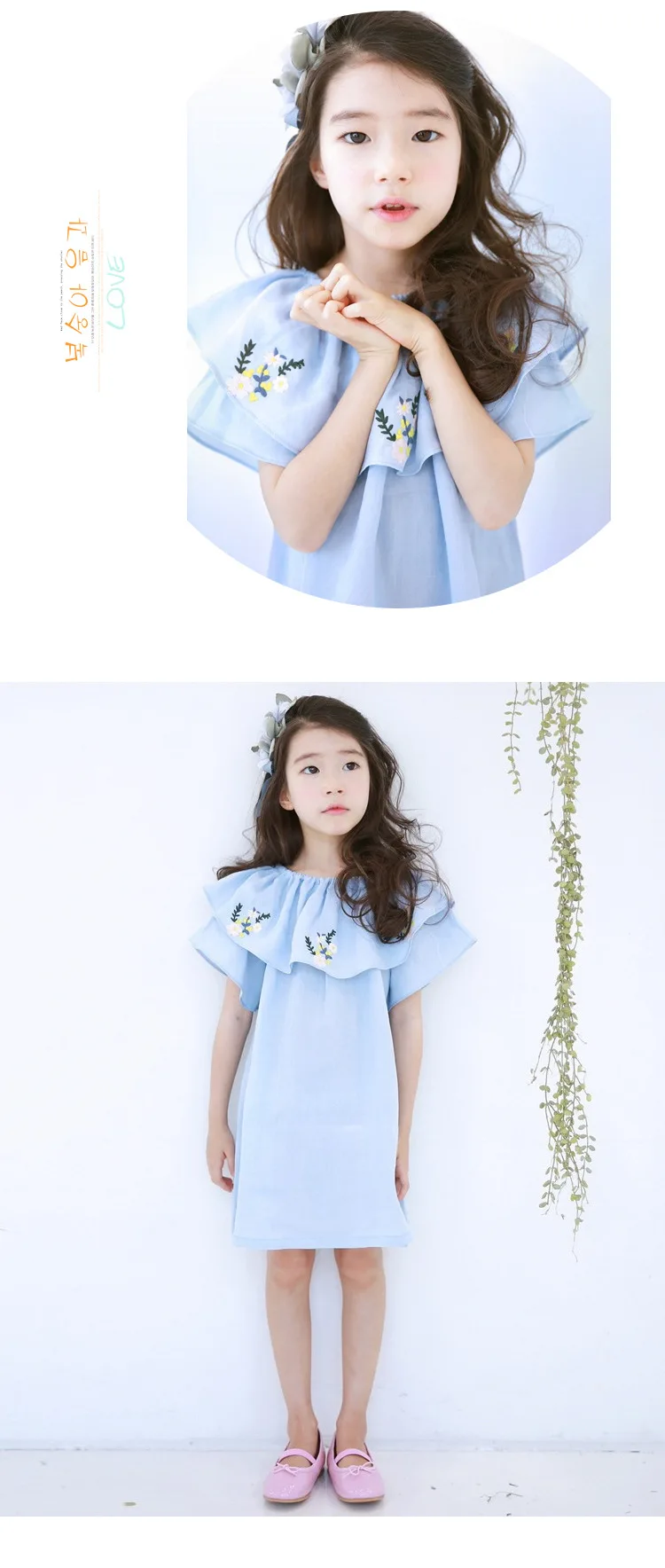 cotton embroidered floral pattern baby teenage girl summer dress 2017 ruffles pink blue flowers embroidery children dresses for kids girls  clothing  2 3 4 5 6 7 8 9 10 11 12 13 14 15 years litle big girls children girl dress child clothes ( (11)