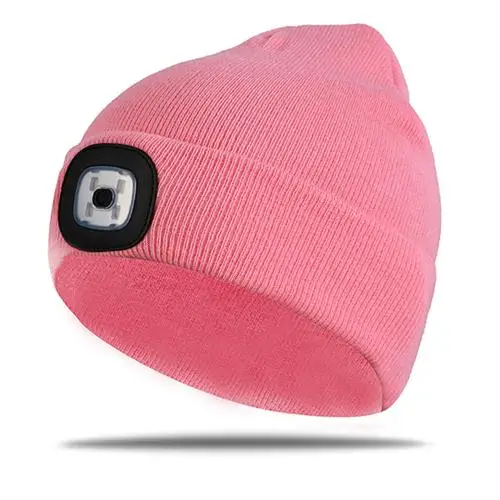 West biking велосипедные шапочки зимняя шапка со светом унисекс Спортивная туристическая шляпа фонарик Ночная гонка велосипедная кепка вязаная шапка - Цвет: Pink