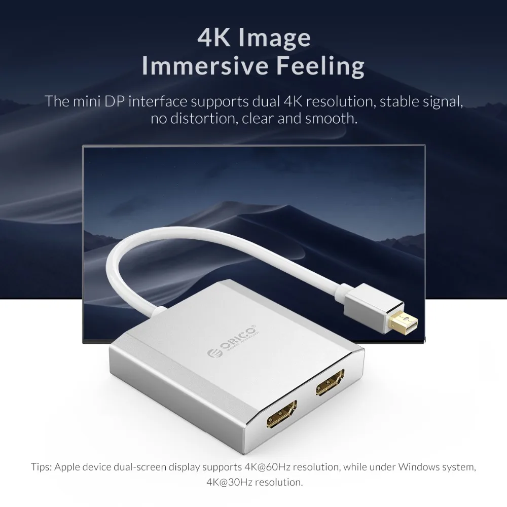 ORICO Mini DisplayPort к двойному HDMI DP VGA адаптеру 4K HD 1 2 версия адаптера кабеля 15 см для