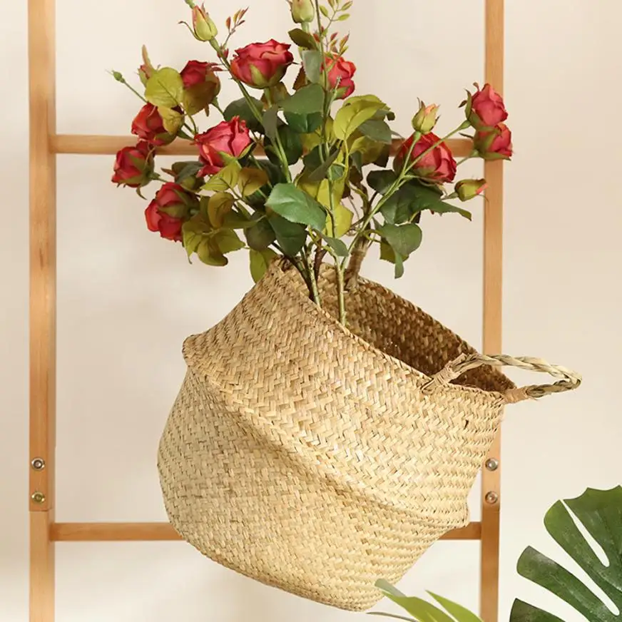 

Seagrass Wicker Basket Wicker Basket Flower Pot Folding Basket Dirty Basket Storage Home Decoration June26 Drop Shipping