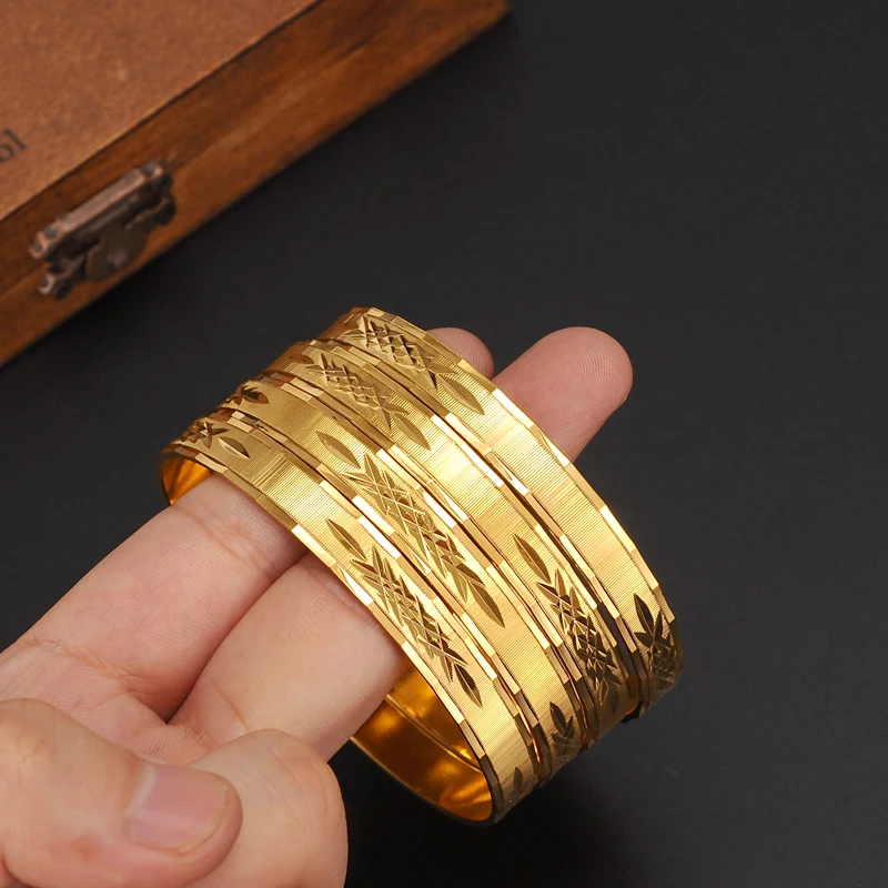 4 шт. 24kGold браслет для женщин Золотой Дубай Свадебный невесты из фетра африканская