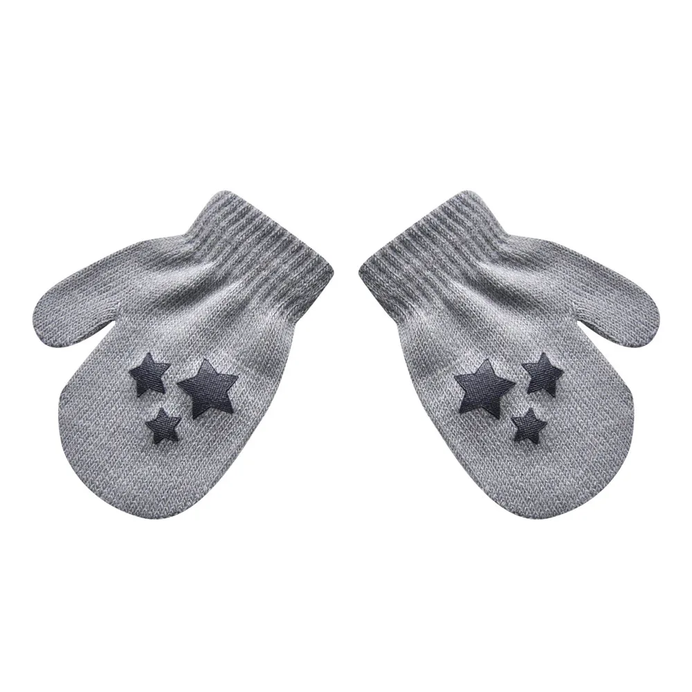 Gray Зимние Перчатки милые уплотненные Детские handschoenen милый, для новорожденных и малышей с принтом в виде сердечек Лидер продаж для мальчиков и девочек зимние теплые Перчатки# YL5 - Цвет: Gray