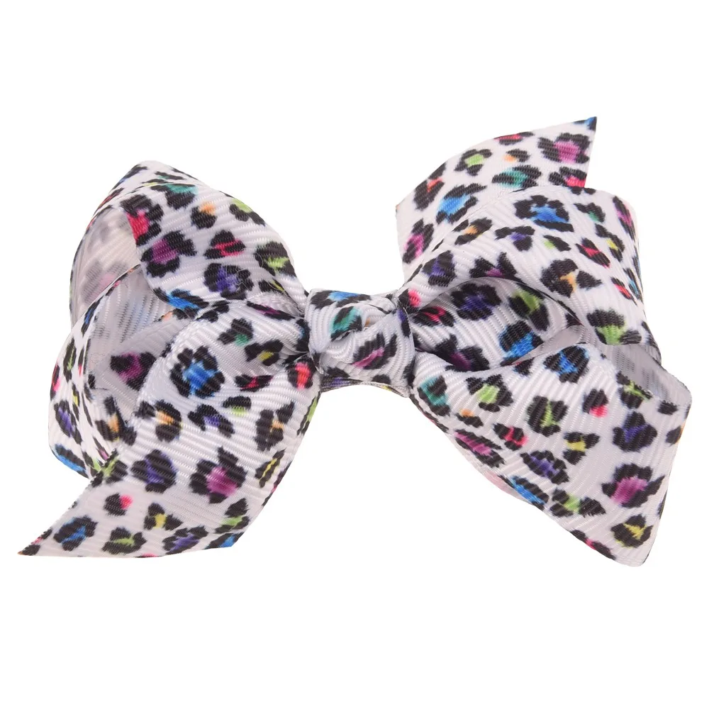 16 шт. 2,7 дюймов Leopard банты с принтом для волос Зебра лук милые волосы AccessoriesHair цветок BowsHair зажимы или нет заколка - Цвет: F