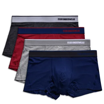 

4pcs/lot Men's underwear pure cotton breathable solid stretch shorts modell comfort boxers solid panties