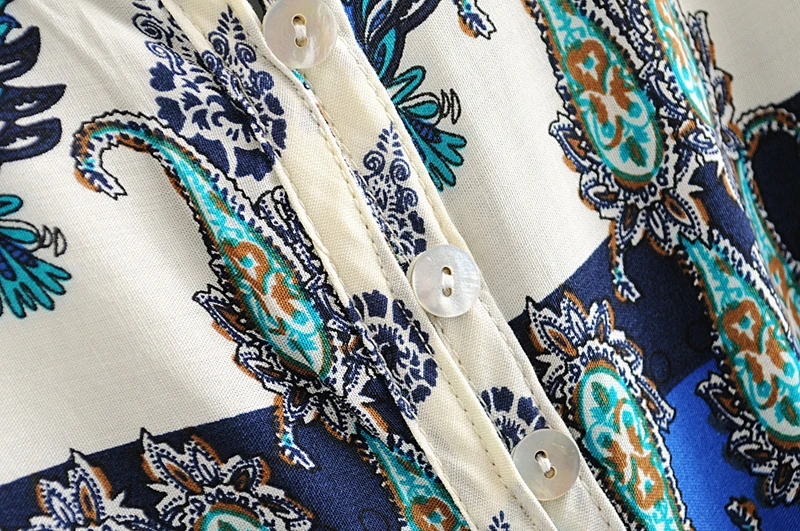 Boho женское платье синее платье с цветочным принтом сексуальное с v-образным вырезом на талии летнее платье цыганское пляжное платье, сарафан