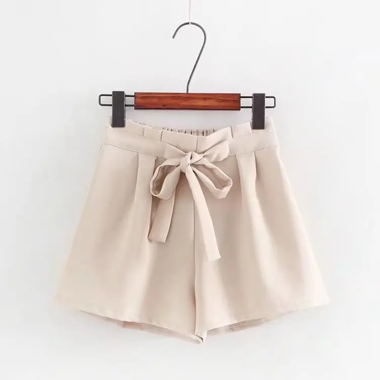 High waist shorts for women 2018 Summer bow lace up elastic waist women's shorts black casual wide leg short pant female HTB1KJS XkyWBuNjy0Fpq6yssXXal - High waist shorts for women 2018 Summer bow lace up elastic waist women's shorts black casual wide leg short pant female