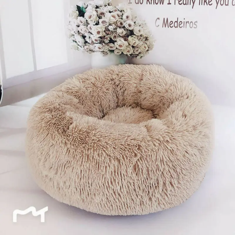 

Kennel Dog Round Cat Winter Warm Sleeping Bag Plush Super Soft Pet Bed Puppy Cushion Mat Portable Cat Supplies 50/60/70/80cm