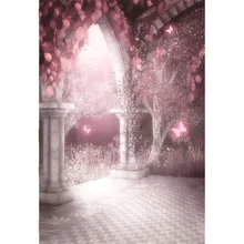 Laeacco Dreamlike Wonderland Flowers Baby Newborn Portrait Scene Photographic Backdrops Photography Studio Photo Background Wall pastel pink color princess baby girl photo shoot background printed flowers newborn photography props kids portrait backdrops