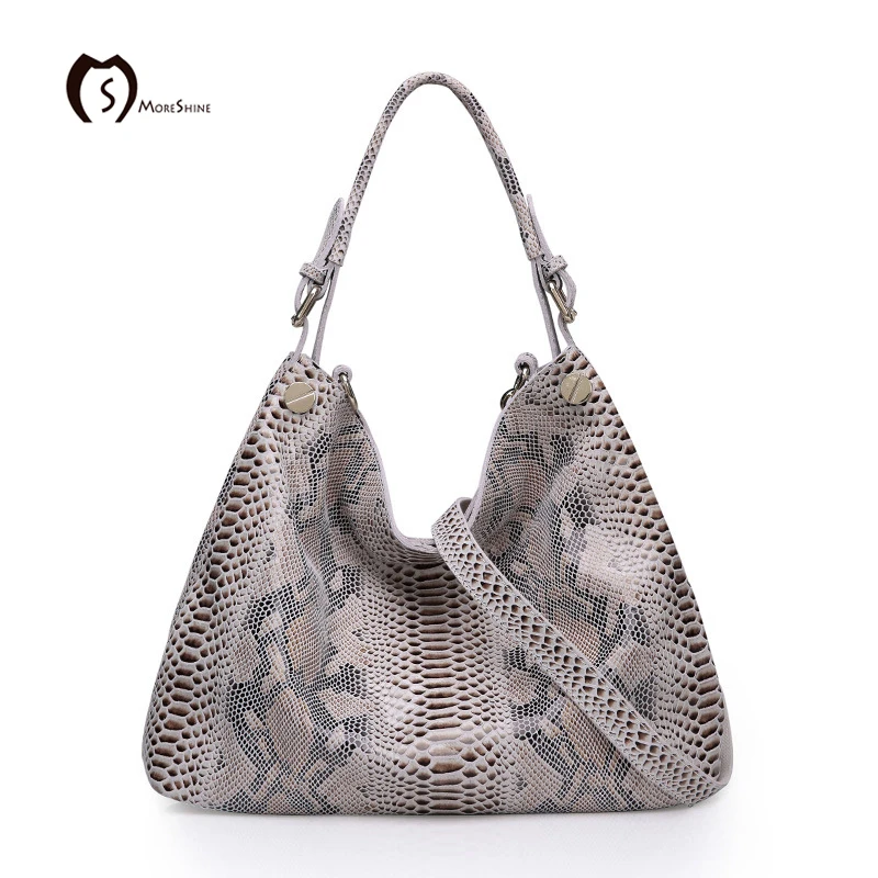 MORESHINE 2016 Women Genuine Leather Serpentine skin Bags Shoulder Bag Female Embossed Handbag Messenger Bags For Ladies