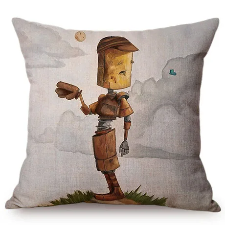 Cute Cartoon Robot Funny Cosplay Home Decoration Throw Pillow Case Kindergarten Children Like Car Sofa Chair Linen Cushion Cover M092-7