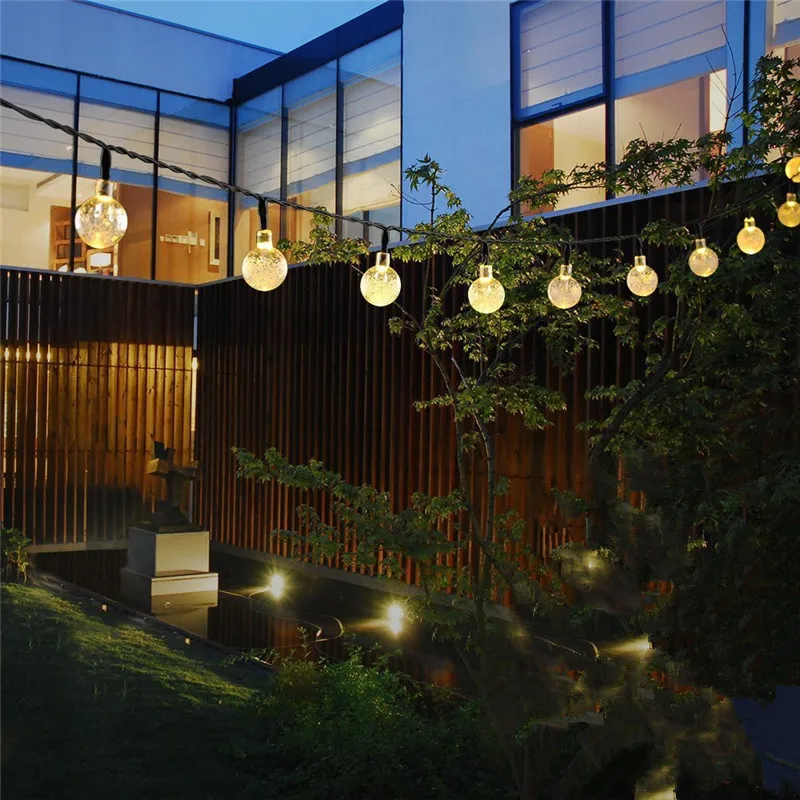 

BHomify 5M 20LEDs Holiday Light Crystal Ball LED String Solar Lamp Outdoor Waterproof Fairy Light Garden Solar Decorative Lights