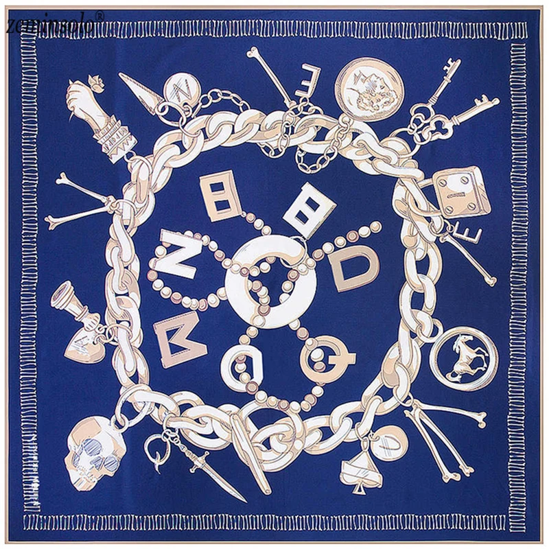 

2018 Large Square Silk Scarf Shawl Women Spring Smooth Bandana Silk Scarves Big Size 130*130cm Scarves For Women Shawls Hijab