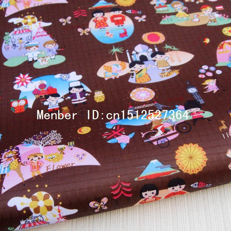 WF266 PVC coated waterproof fabric Towr / Bridge and girl on brown