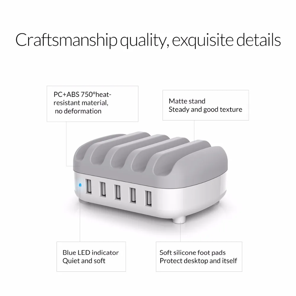 Зарядная Станция ORICO 5 портов В 2 4 А 40 Вт|usb charger|orico usb chargerusb charger port |