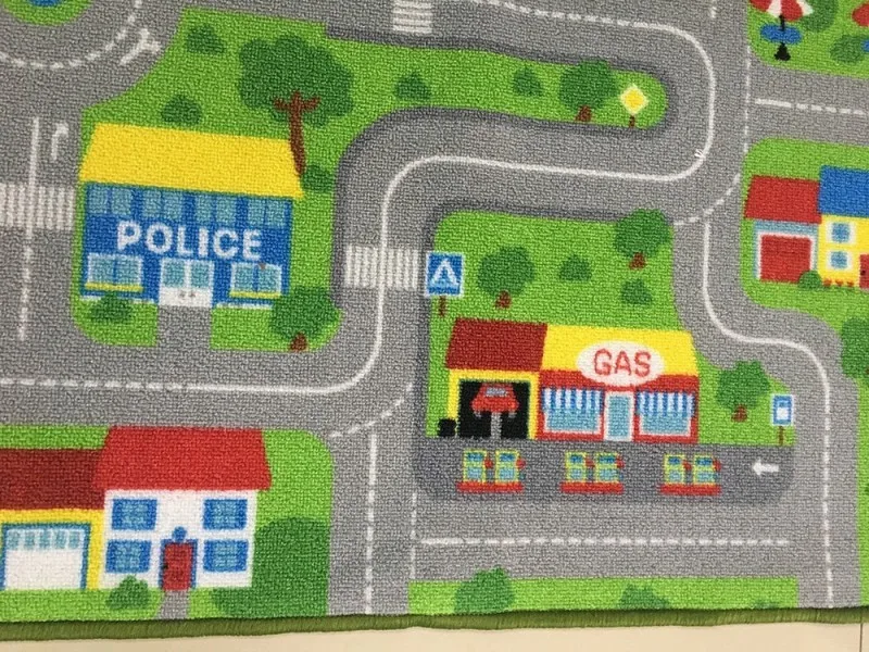 Baby Rugs Carpets 51 X 75 City Street Map Kids Rug With Roads Kids Rug Play Mat With School Hospital Station Bank Hotel Book Store Government Workshop Farm For Boy Girl