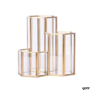 

Drop Ship&Wholesale Hollow Three Hexagons Pen Holder Makeup Brushes Vase Storage Box With Nordic Styl Container Tool June 4