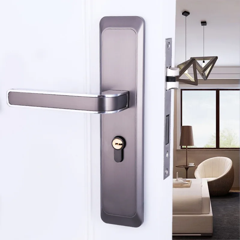 

2018 Free Shipping High-grade Zinc Alloy Milan Grey Hand Lock Mechanical Locks Long Panel Interior Door Continental Hardware