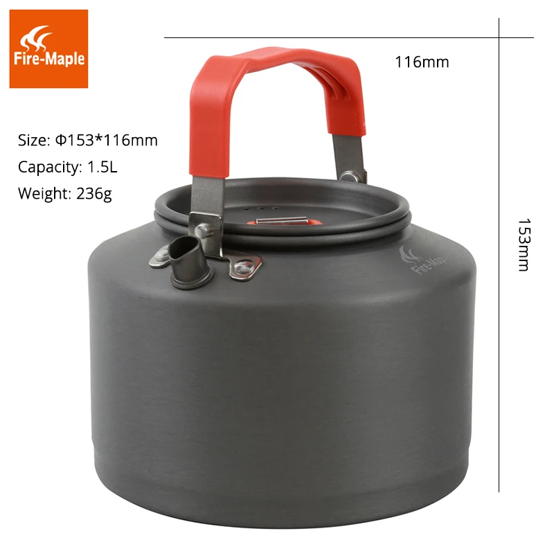 De arce de fuego al aire libre que acampa hervidor de té de café Pot Camping Toolswith a prueba de calor de manejar y colador de té 1.5L FMC-T4
