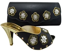 Hochwertige schuhe und tasche set Europäischen stil schuhe perfekt handtasche für partei schwarze ferse 8 cm ZX1-80