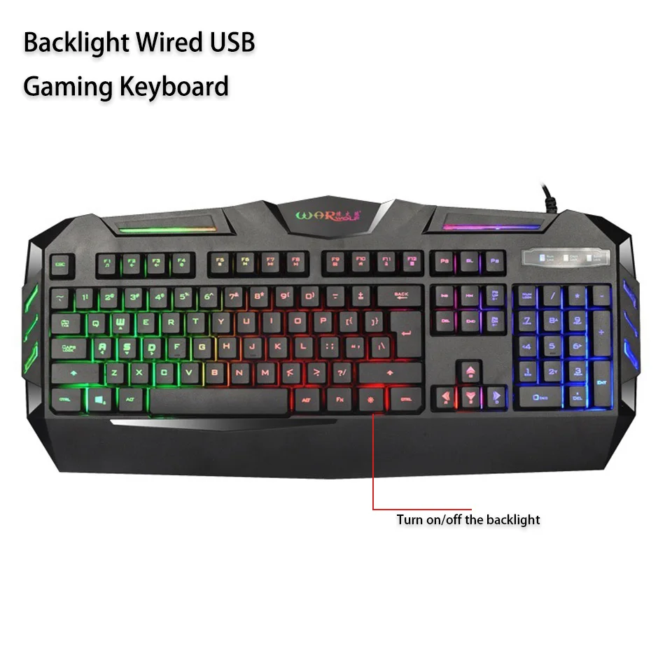 

Gaming Keyboard Wired LED Backlit Multimedia Ergonomic Usb Gamer Keyboard with Backlight 104 Keys