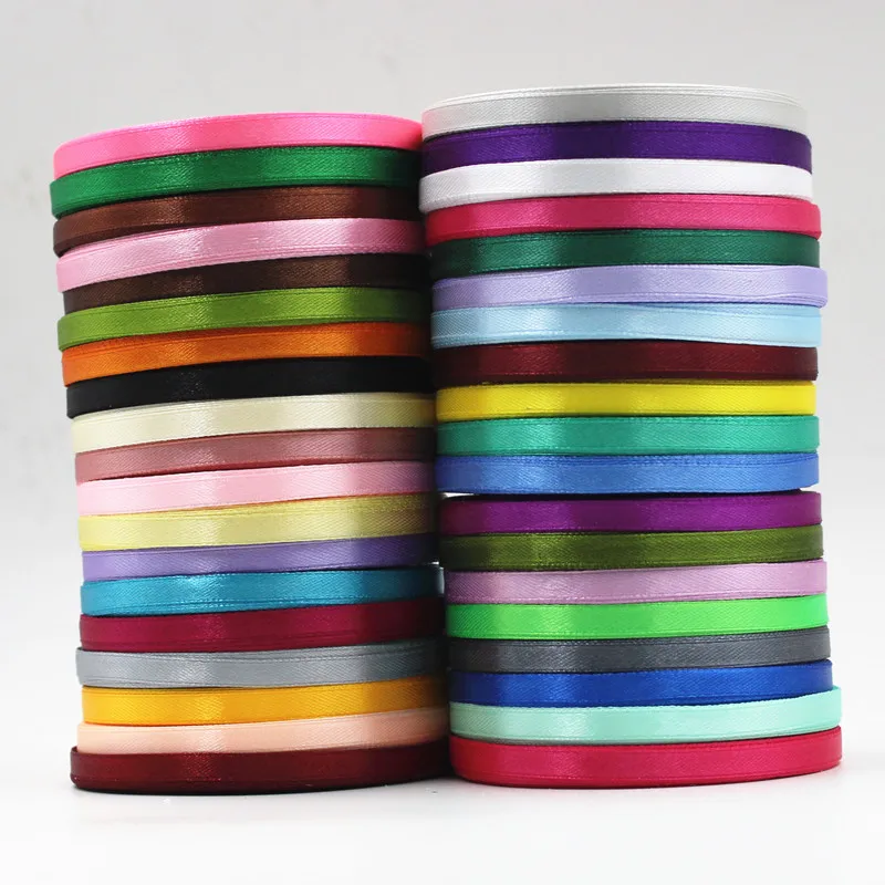 6mm 36 color can choose 25 Yards Silk Satin Ribbon , Wedding decorative ribbons, gift wrap, DIY