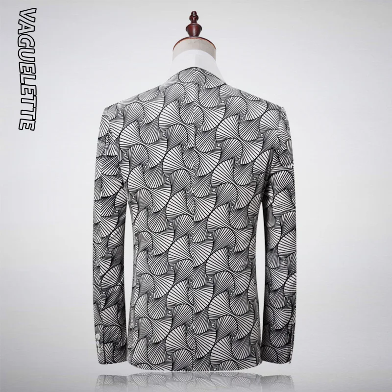 VAGUELETTE Geometric Printed Wedding Tuxedos For Men Elegant Shawl Collar Men Suit Fashion Stage Wear Slim Fit Groom Suits 2019 VAGUELETTE Geometric Printed Wedding Tuxedos For Men Elegant Shawl Collar Men Suit Fashion Stage Wear Slim Fit Groom Suits 2019