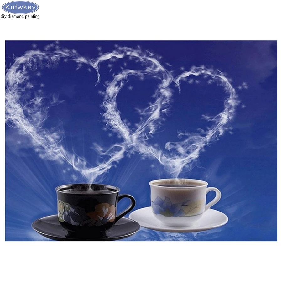 DIY Diamond Embroidery Coffee cup love Painting Round Square Stones Mosaic sale Rhinestones Pictures Love gift | Дом и сад