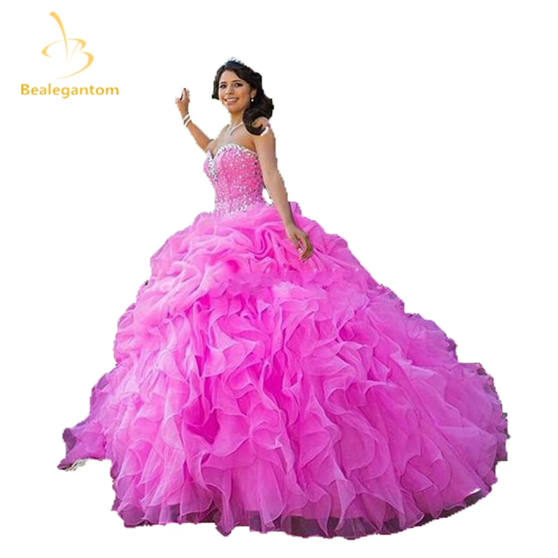 

2019 New Sweetheart Ball Gown Quinceanera Dresses with Crystal Beading Sequined Sweet 16 Dresses Vestidos De 16 Party Gowns Q119