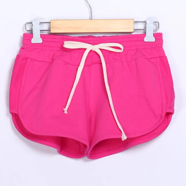 Летние женские спортивные беговые шорты анти-опорожненные хлопковые контрастные высокая эластичная талия для женщин коррендо шорты спортивные шорты для йоги - Цвет: Rose