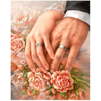 

5D Diy Diamond embroidery rose wedding decor ring picture diamond painting Cross Stitch full square round drill Rhinestone HYY