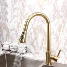 Матовый золотой кухонный кран смеситель горячей и холодной воды кран для кухни с одной ручкой черный выдвижной кран на бортике кран для раковины