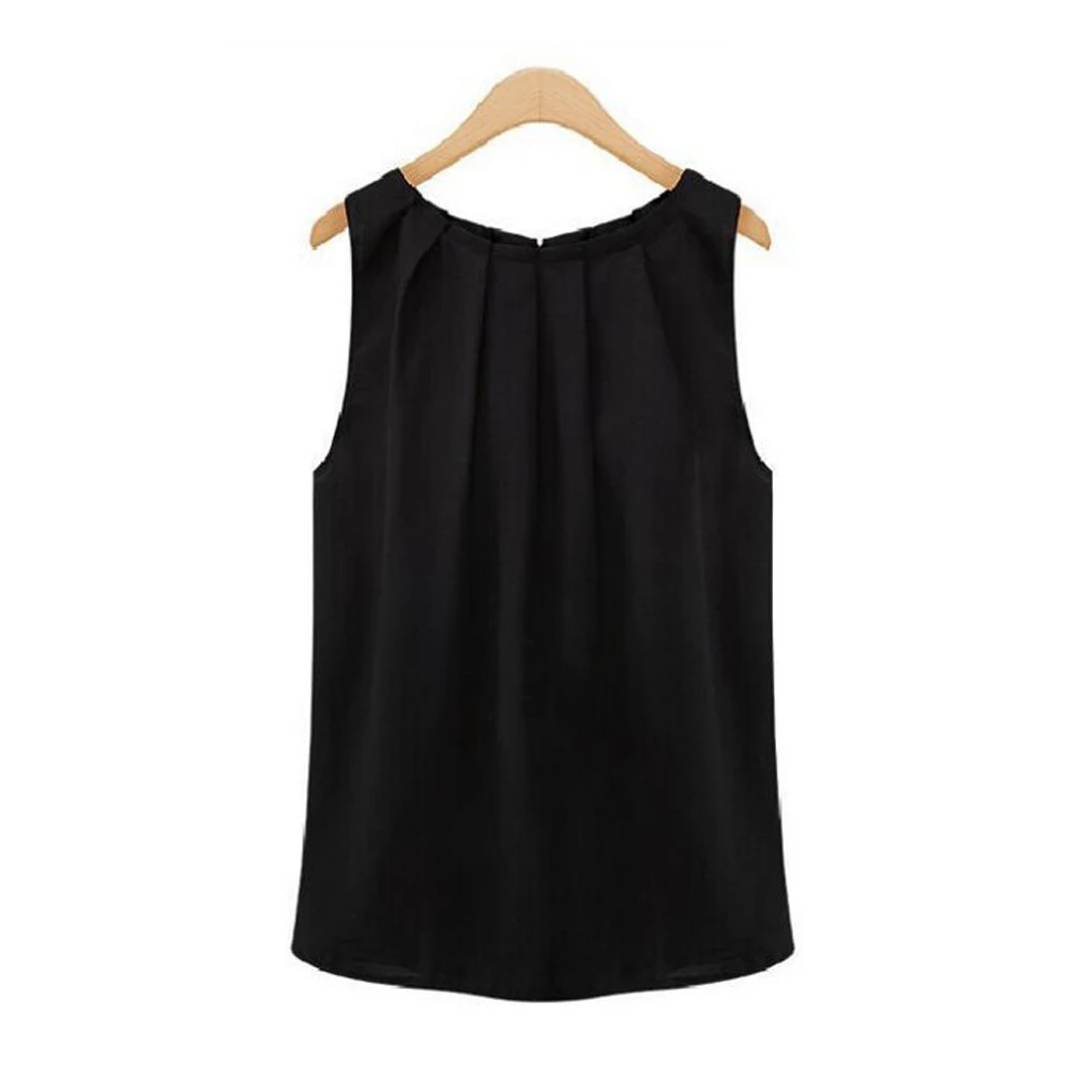 Summer Women Office OL style blouses Sleeveless Tropical Tops Chiffon shirts Tank Top Vest Casual Blusas S-XL Tops