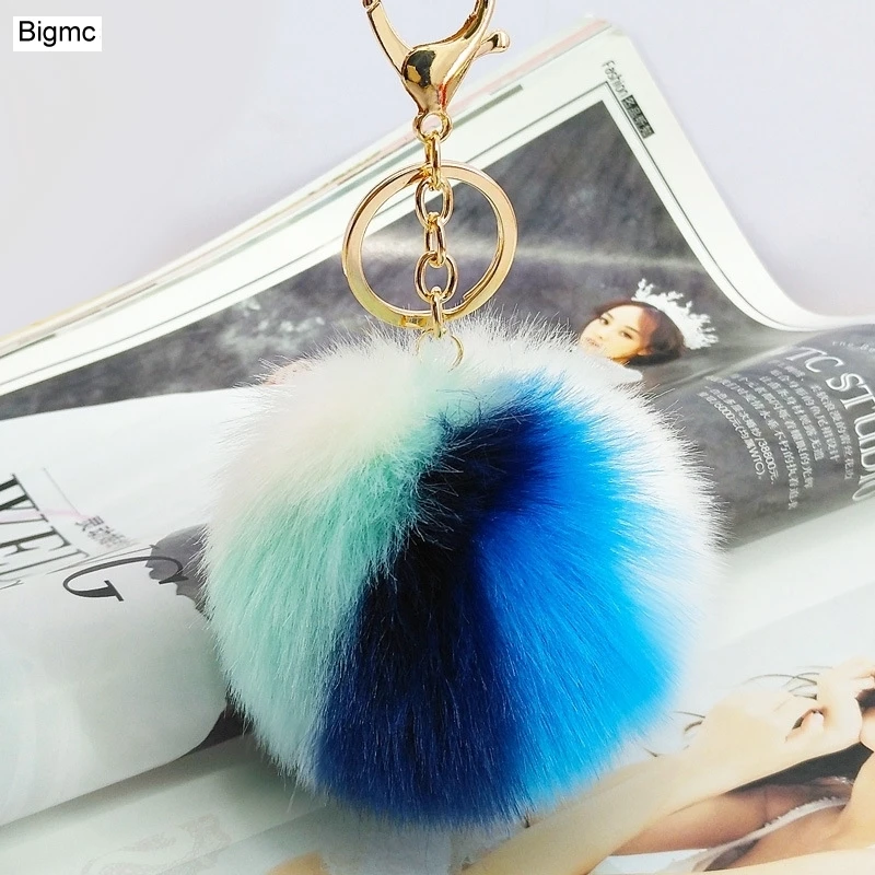 Брелок для ключей K1679 модный разноцветный из искусственного меха|ball keychain|pompom