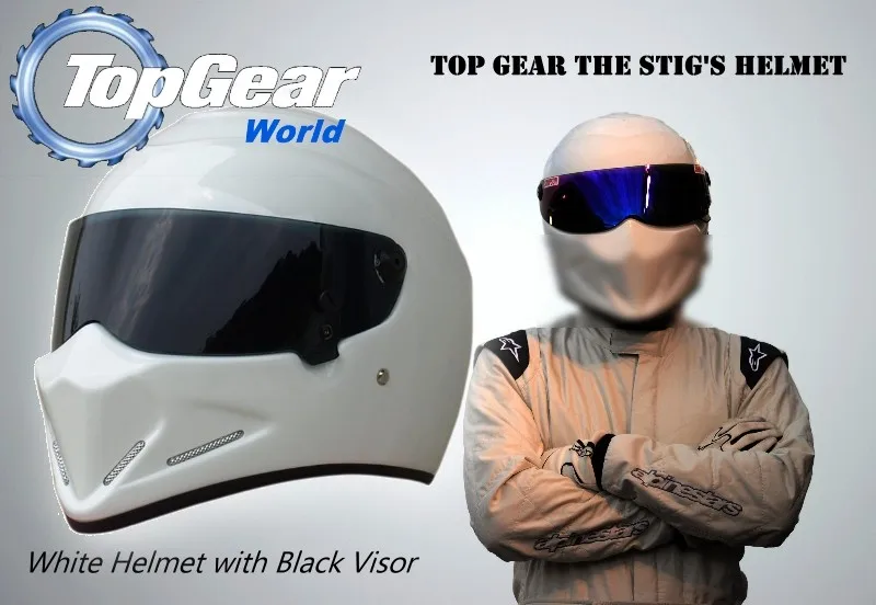 Top Gear The Stig Helmet Same as The SIMPSON White Color Capacete Casco De On Black Deceleracting Visor Lens For Moto Carting