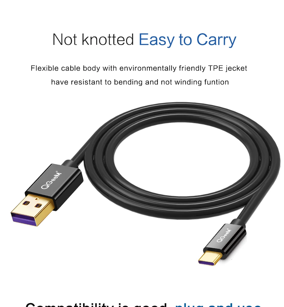 QGeeM USB A TO USB C Cable Data Sync Cord for Macbook Samsung Galaxy S8 Oneplus Huawei Xiaomi USB Type-c Cable (9)