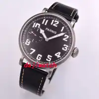 46mm Parnis Hand Winding 6497 Mechanical Mens Watch Sandblasting case black dial