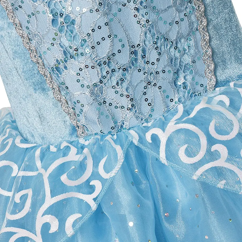 MUABABY/летнее платье принцессы для девочек; Детский Костюм Золушки с открытыми плечами и цветочным рисунком; нарядная одежда с блестками для дня рождения